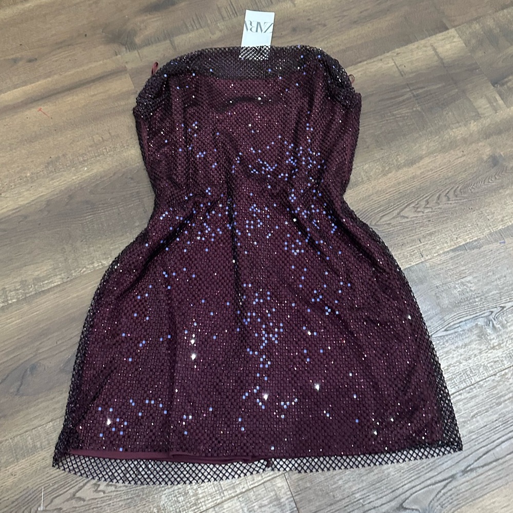 Zara Dark Red Sequin Dress